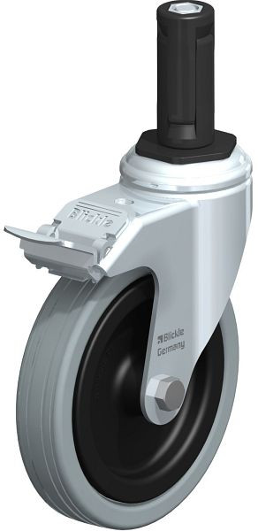 Blickle LKRA-VPA 125G-11-FI-ER13 Apparate-Lenkrolle mit Expander & Feststeller, Vollgummi, Grau, 848255