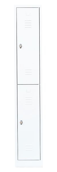 Lüllmann Stahl-Kleiderschrank / Garderobenschrank, 1800 x 315 x 500 mm, Signalweiß/Signalweiß, 520217