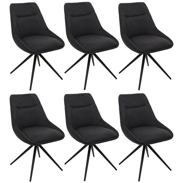 Mendler 6er-Set Esszimmerstuhl HWC-M65, Küchenstuhl Lehnstuhl Stuhl, drehbar Auto-Position Metall Stoff/Textil, anthrazit, 3x106554