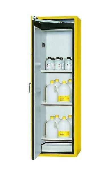 asecos Sicherheitsschrank S-CLASSIC-90, S90.196.060 in sicherheitsgelb RAL 1004 mit 3x Fachboden (Stahlblech), 30227-002-30252