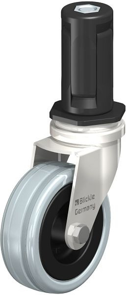 Blickle LRXA-VPA 75G-EXR04 Edelstahl-Apparate-Lenkrolle mit Expander, Vollgummi, Grau, 856437