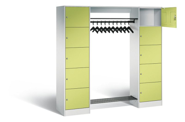 C+P Offene Garderobe Serie 8070, H1950xB1870xT480mm, Farbe: Lichtgrau / Viridingrün, 82710-00 S10326