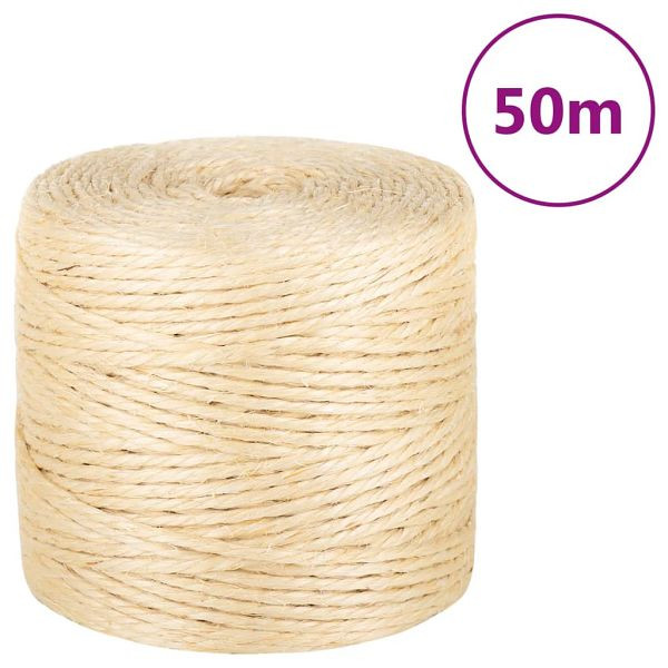 vidaXL Seil 100% Sisal 4 mm 50 m, Material: 100 % Sisal, 155008