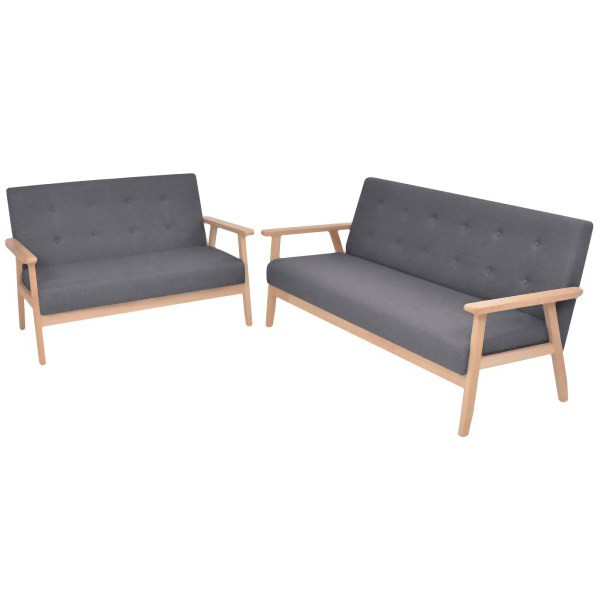 vidaXL Sofa-Set 2-tlg. Stoff Dunkelgrau, 274925, 8718475587712
