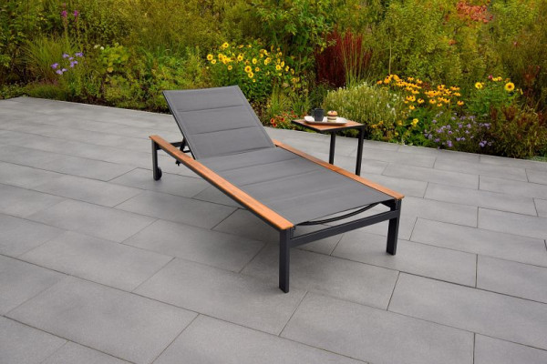 Merxx Paxos Liegen Set 2-teilig, 1 Paxos Liege, 1 Cee Beistelltisch, Alumiuniumgestell mit Textilbespannung und FSC Akazienholz, 50643-307