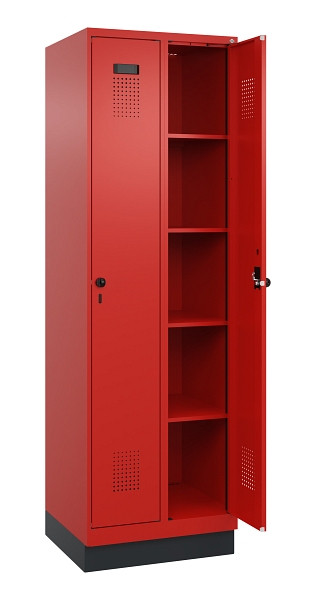 C+P Wäsche-Spind Evolo PLUS, mit Sockel, 2 Abteile, 1950x600x500mm, 3020/3020, Verschluss Drehriegel, Ablageböden 8, 049020-20B S10025