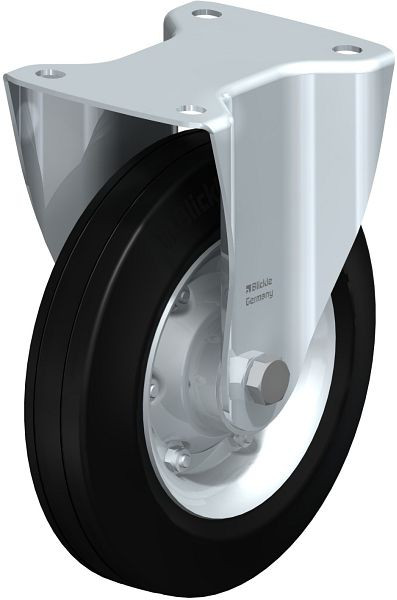 Blickle B-V 200K Stahlblech-Bockrolle, mittelschwere Ausführung, mit Anschraubplatte, Vollgummi, Schwarz, 41632