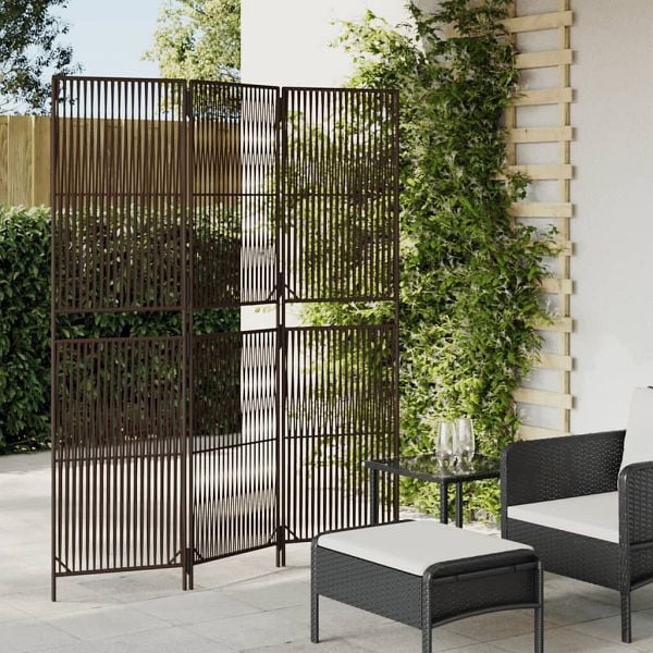 vidaXL Paravent 3-teilig Braun Poly Rattan, 365373, 8721012244153