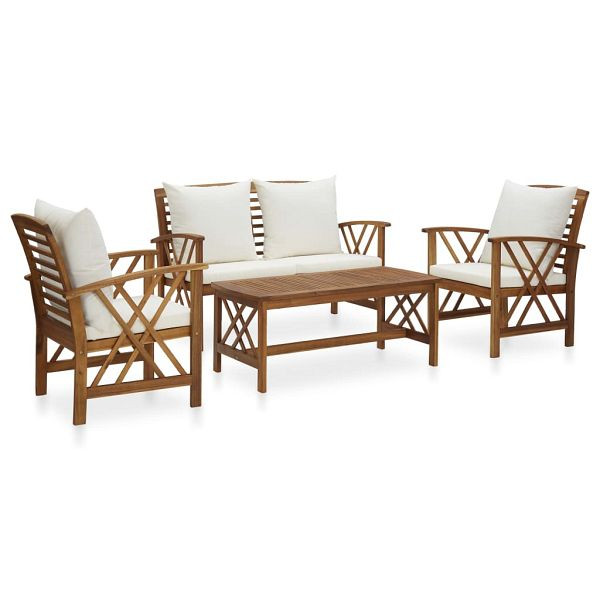 vidaXL 4-tlg. Garten-Lounge-Set mit Auflagen Massivholz Akazie, 3057987