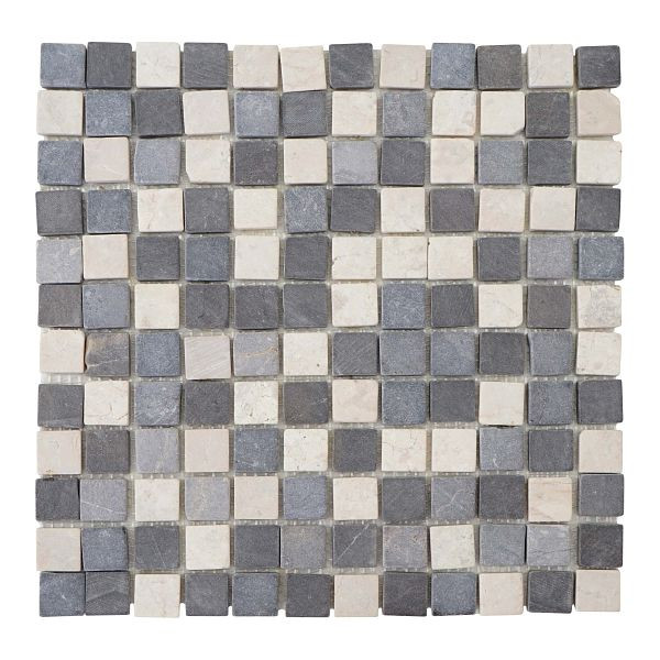Mendler Steinfliesen Vigo T690, Marmor Naturstein-Fliese Quadrate, 11 Stück je 30x30cm = 1qm, grau-weiß, 50433