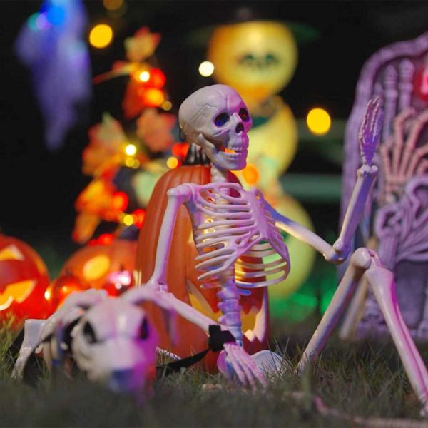 vidaXL Halloween Dekoskelett 2-teilig Weiß Polypropylen, 42020050