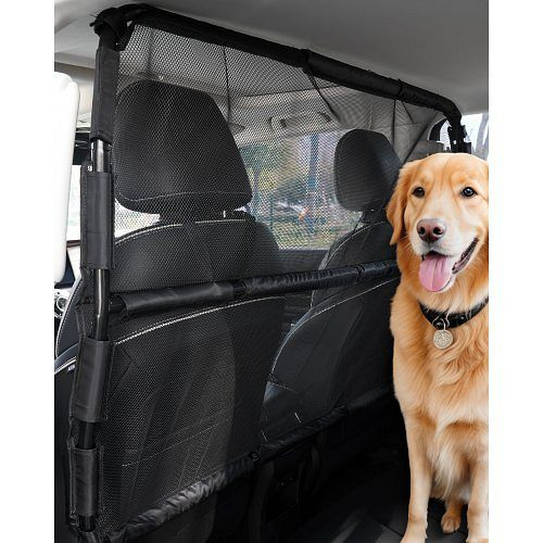 VEVOR Hunde Autobarriere 1415 mm Trennwand Hundegitter, universell passend für SUVs und Lkws, mit Netzgewebe, schwarz, TYTYQPTZZYJJ04J22V0