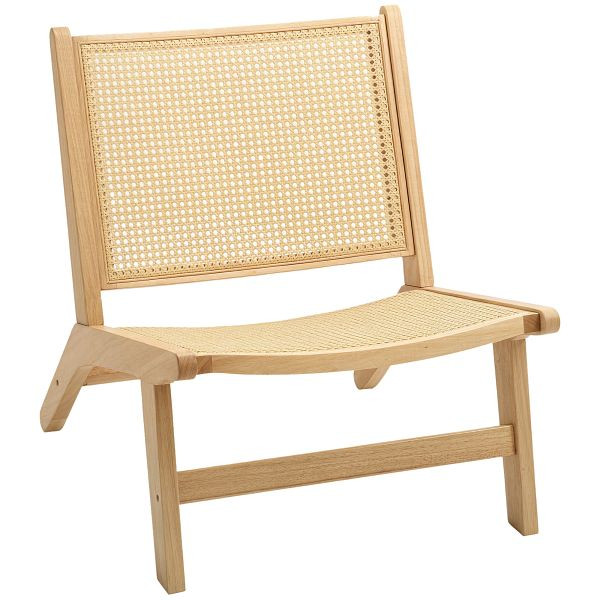 HOMCOM Rattanstuhl, Lesestuhl, Holzrahmen, breiter Sitz, 64 x 70 x 74 cm, Naturholz, 83B-276V00ND