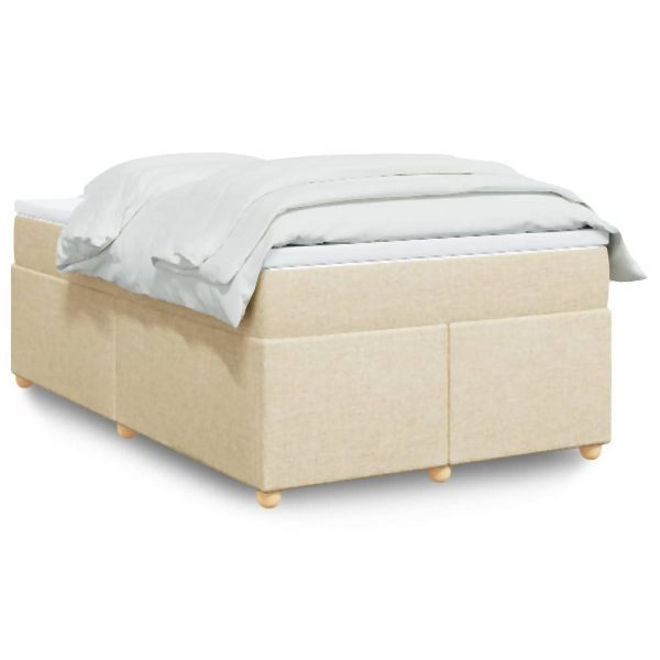 vidaXL Boxspringbett mit Matratze Creme 120x200 cm Stoff, 3285371