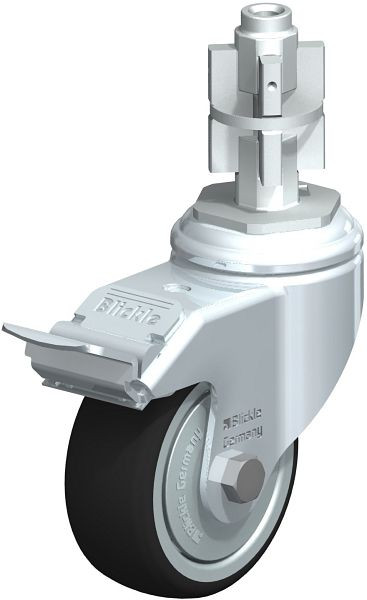 Blickle LKRA-PATH 80K-11-FI-FK-E15 Apparate-Lenkrolle mit Expander & Feststeller, Thermoplastisches Polyurethan, Grau, 848723