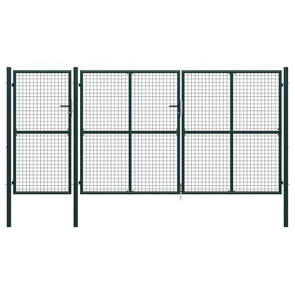 vidaXL Gartentor Stahl 400 x 150 cm Grün, 144313, 8718475735939