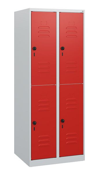 C+P Doppelstöckiger Spind Classic PLUS, 2 Abteile, 1530x600x500mm, 7035/3020, Drehriegel, 0803005-20 S10002