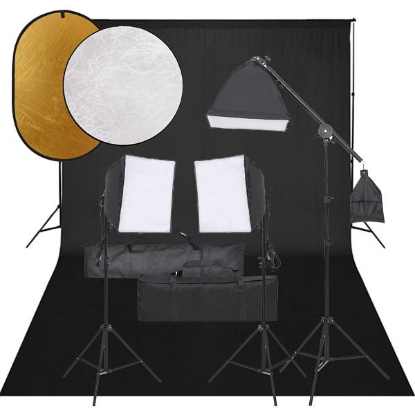 vidaXL Fotostudio-Set mit Beleuchtung, Hintergrund und Reflektor, 3094692