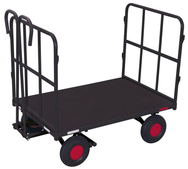 VARIOfit Handpritschenwagen mit 2 Rohrgitterwänden, Außenmaß: 1.320 x 815 x 1.200 mm, RAL 7016 anthrazitgrau, Radsatz: Luftbereifung, zu-42122/AG