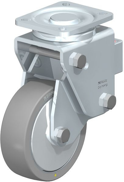 Blickle LHF-ALTH 125K-1-AS-FA Stahlblech-Lenkrolle, Schwerlast-Ausführung, mit Stahlfeder, Blickle Extrathane®, Grau, 853740