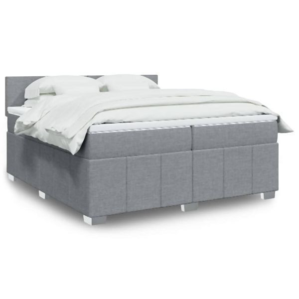 vidaXL Boxspringbett mit Matratze Hellgrau 200x200 cm Stoff, 3287168
