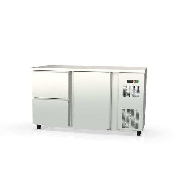 Vaiotec TOPLINE Barkühltisch 530 Edelstahl / 1 Tür & 2 Schubladen, 148,5x53x85 cm, 11431
