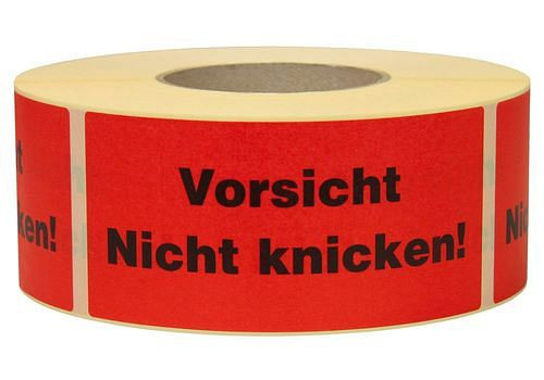 DENIOS Warn- und Hinweisetiketten, Nicht knicken, 145 x 70 mm, aus Papier, 299631