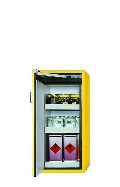 asecos Sicherheitsschrank S-PEGASUS-90, S90.129.060.WDAC in sicherheitsgelb RAL 1004 mit 2x Wannenboden Standard (Stahlblech), 30242-002-30281