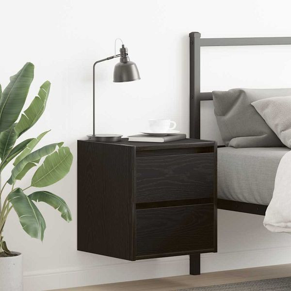 vidaXL Wand-Nachttische 2 Stk. Schwarz Eichen-Optik 38x34x40 cm, 861250