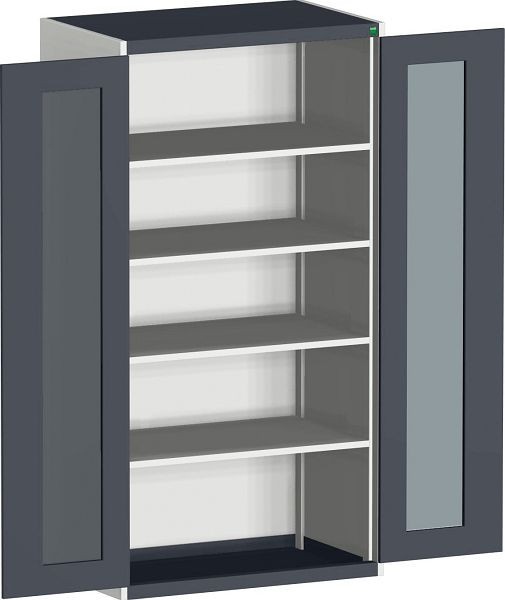 bott cubio Sichtfensterschrank bestückt mit 4 Fachböden BxTxH: 1050 x 650 x 2000 mm, RAL 7035/7016, 40021134.19V