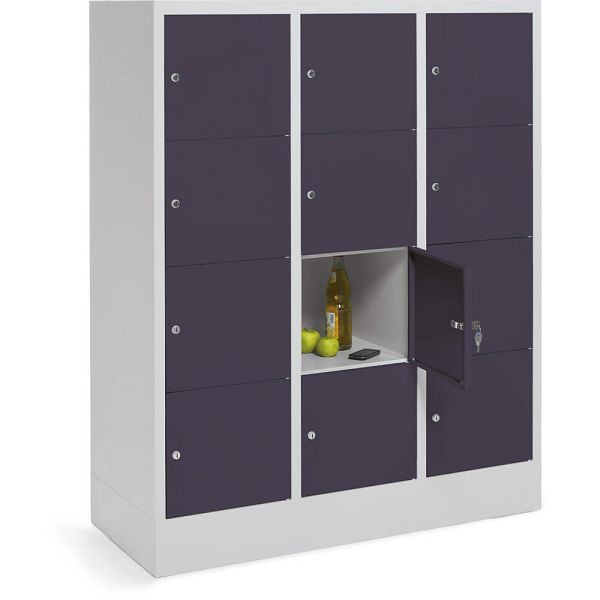 Deskin Schließfachschrank CLASSIC mit glatten Türen, Korpus lichtgrau, Türen Anthrazitgrau, H 1518 x B 1200 x T 500 mm, 264165