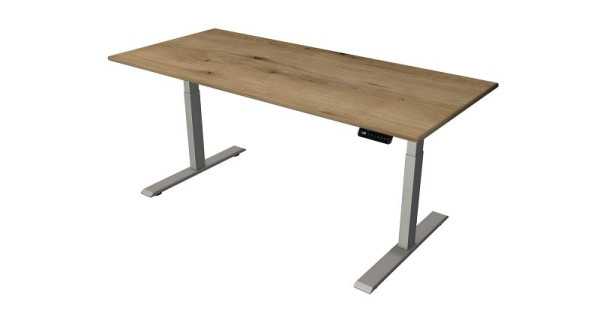 Kerkmann Steh-/Sitztisch B 1800 x T 800 mm, silber, elektrisch höhenverstellbar von 630 - 1270 mm, Eiche/silber, 10277755