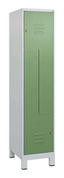 C+P Z-Spind Classic PLUS, Füße, 2 Abteile, 1800x400x500mm, 7035/6011, Zylinderschlösser, 0800137-122 S10021