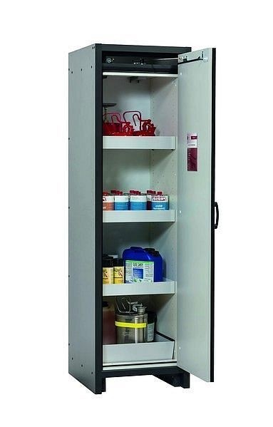 asecos Sicherheitsschrank Q-CLASSIC-30, Q30.195.056.R in enzianblau RAL 5010 mit 3x Wannenboden Standard (Stahlblech), 31007-067-33411