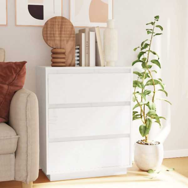 vidaXL Sideboard Weiß 60x34x75 cm Massivholz Kiefer, 813361