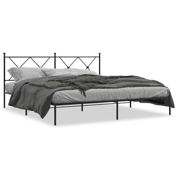 vidaXL Bettgestell mit Kopfteil Metall Schwarz 183x213 cm, 376507