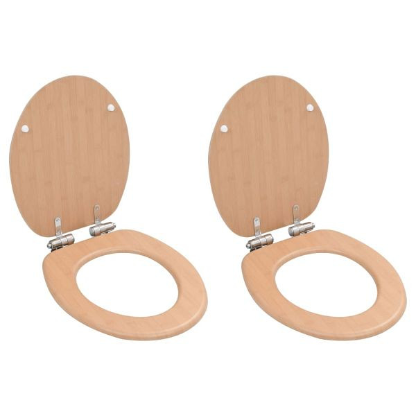 vidaXL Toilettensitze 2 Stück mit Soft-Close-Deckel MDF Bambus-Design, 276994