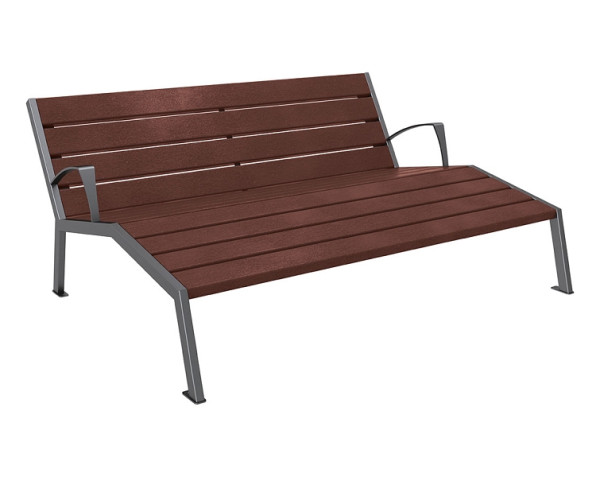Procity Liegestuhl Silaos®, Mit Armlehne, Stahl & Recycling-Kunststoff, Braun/Procity Grau, 209665.GPRO