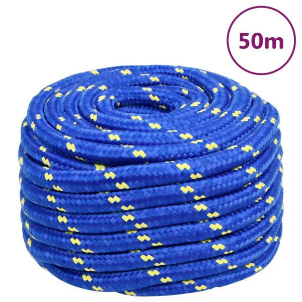 vidaXL Bootsseil Blau 20 mm 50 m Polypropylen, auf Segelbooten, 152474