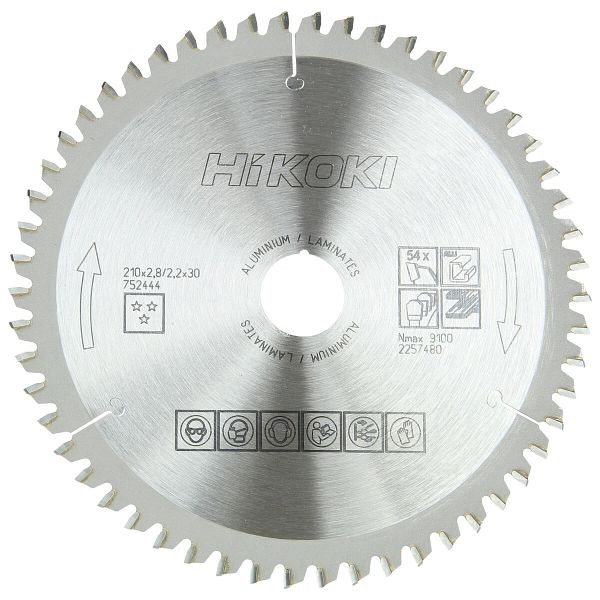 HiKOKI TCT Kreissägeblatt Laminat Aluminium 210x30 z54 Trapez- / Flachzahn, 752444