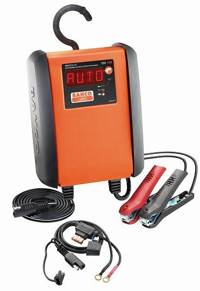 Bahco Vollautomatisches Mikroprozessor Batterielade‐ und Batterieerhaltungsgerät 10 Ampere, 8‐stufig für 12V‐(10‐230 Ah) Batterien, BBCE12-10