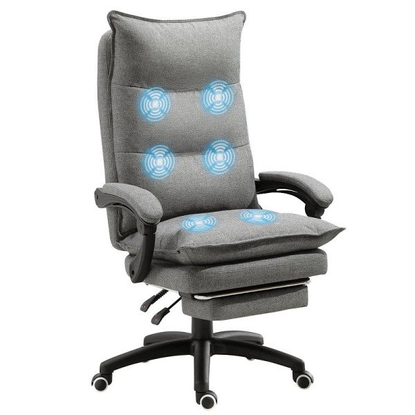 Vinsetto Massage-Bürostuhl, Schreibtischsessel mit Massagefunktion, höhenverstellbarer, ergonomischer Drehstuhl, Nylon, Grau, 921-232GY