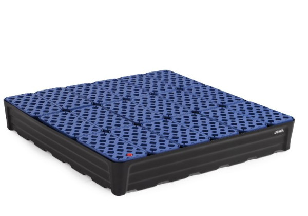 DENIOS Kleingebindewanne aus Polyethylen (PE), 180 Liter Auffangvolumen, 1170 x 1170 x 180 mm, Gitterrost, 328370