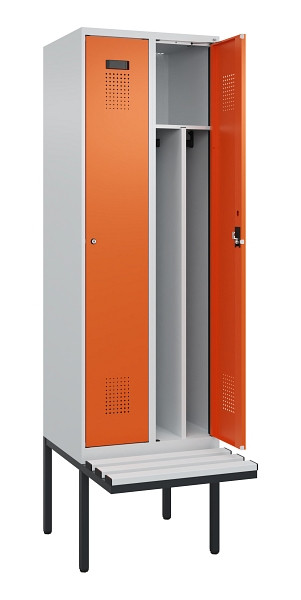 C+P Spind Evolo PLUS, 2 Abteile, 2120x600x815mm, 7035/2004, Zylinderschloss, Material Sitzfläche Kunststoff, 0490407-20F S10083