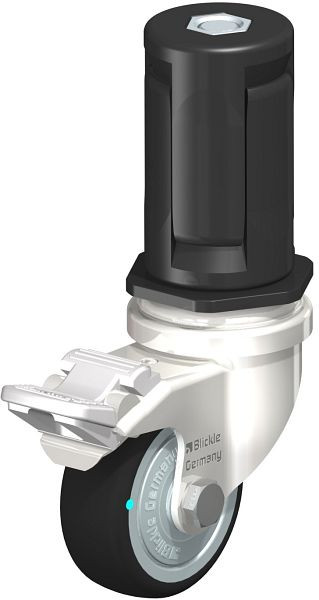 Blickle LRXA-PATH 50KD-FI-FK-EXR05 Edelstahl-Apparate-Lenkrolle mit Expander & Feststeller, Thermoplastisches Polyurethan, Grau, 853332