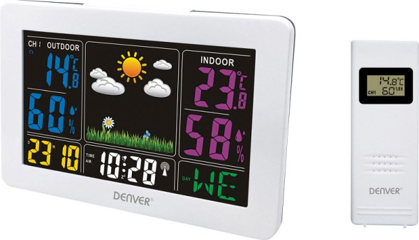 Denver Wetterstation WS-540 mit Funkuhr, weiß, WS-540WHITE