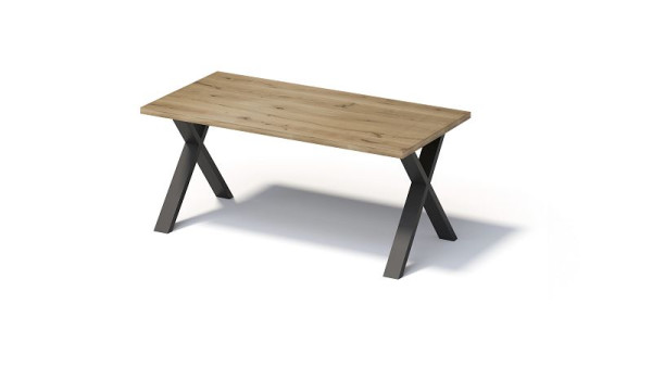 Bisley Fortis Table Regular, 1800 x 900 mm, gerade Kante, geölte Oberfläche, X-Gestell, Oberfläche: natürlich / Gestellfarbe: schwarz, F1809XP333