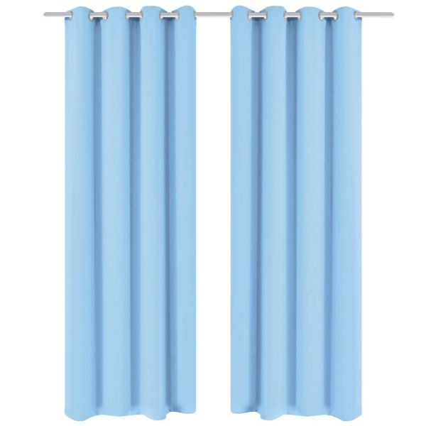 vidaXL Verdunkelungsvorhänge 2 Stück mit Metallösen 135 x 245 cm Türkis, 132208