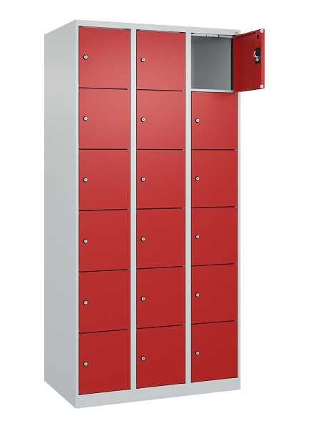 C+P Schließfachschrank Evolo PLUS, 18 Fächer, 1850x900x500mm, 7035/3000, 049000-306 S10003