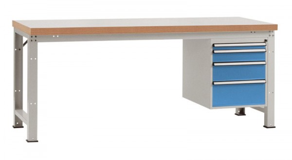 Manuflex Komplett-Werkbank Grund PROFI Standard mit Kunststoff-Platte, BxTxH = 2000 x 700 x 840 mm, Lichtblau, WP5627.5012